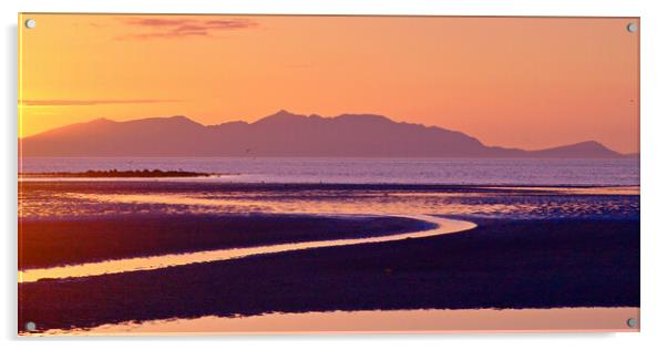 Ayr beach sunset Acrylic by Allan Durward Photography