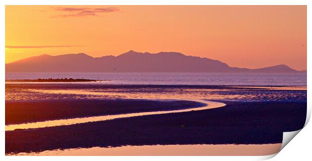 Ayr beach sunset Print by Allan Durward Photography