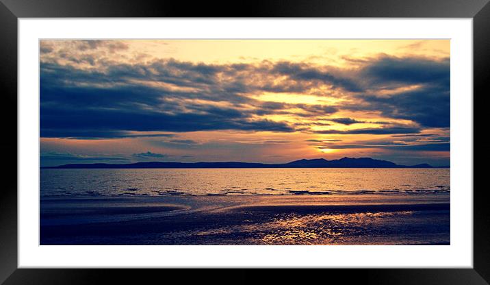 Arran sunset, Ayr beach Framed Mounted Print by Allan Durward Photography
