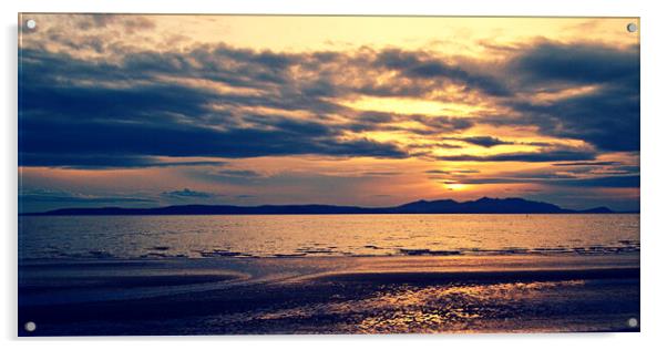 Arran sunset, Ayr beach Acrylic by Allan Durward Photography