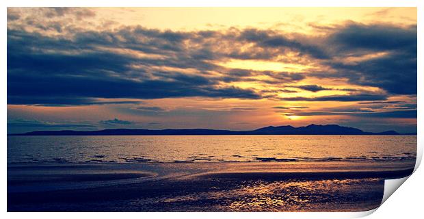 Arran sunset, Ayr beach Print by Allan Durward Photography
