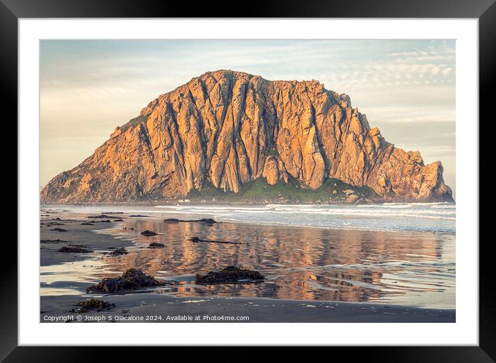 Morro Rock Reflection Framed Mounted Print by Joseph S Giacalone