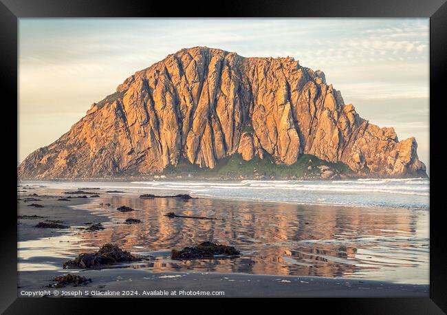 Morro Rock Reflection Framed Print by Joseph S Giacalone