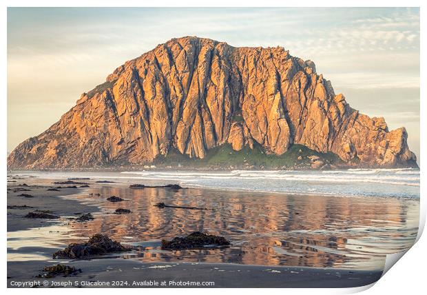 Morro Rock Reflection Print by Joseph S Giacalone