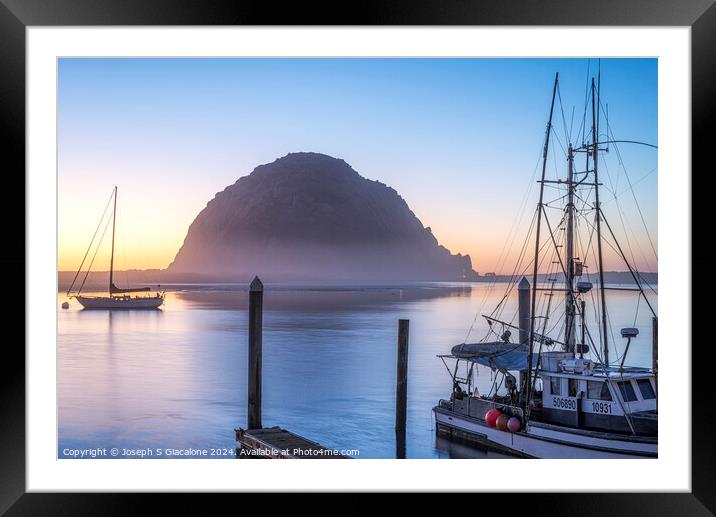 Blue Hour - Morro Bay Harbor Framed Mounted Print by Joseph S Giacalone