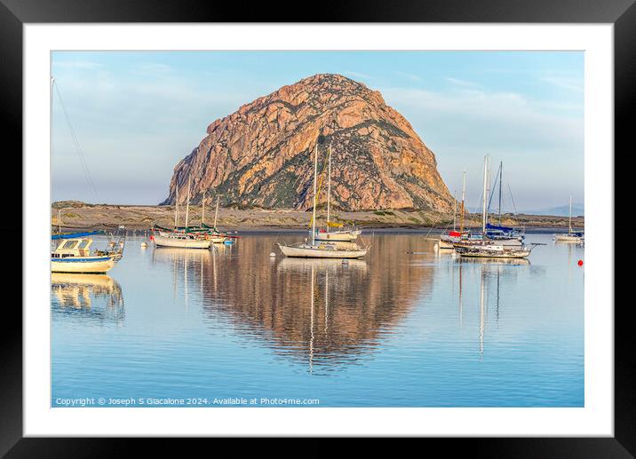 Mirror Image - Morro Rock Framed Mounted Print by Joseph S Giacalone