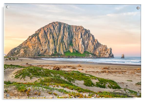Morro Rock Beach Sunrise Acrylic by Joseph S Giacalone