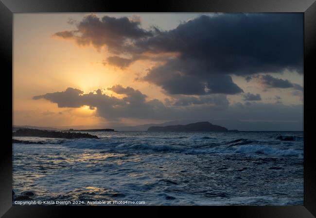 Golden Aegean Sunset Framed Print by Kasia Design