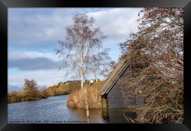 Wooden boat shed on the RIver Ant Framed Print by Chris Yaxley