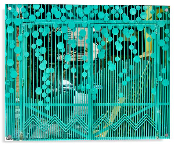 Green wrought iron gate Acrylic by Stephanie Moore