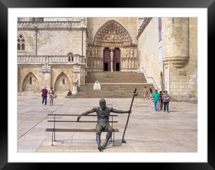Tired pilgrim statue - Burgos Framed Mounted Print by Laszlo Konya