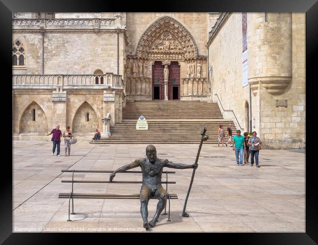 Tired pilgrim statue - Burgos Framed Print by Laszlo Konya
