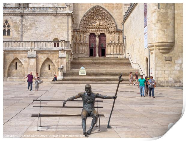 Tired pilgrim statue - Burgos Print by Laszlo Konya