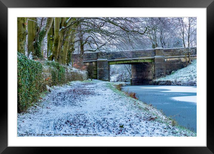 Winter Serenity on the Leeds to Liverpool Canal - Finnington Bridge No 91B Framed Mounted Print by Shafiq Khan