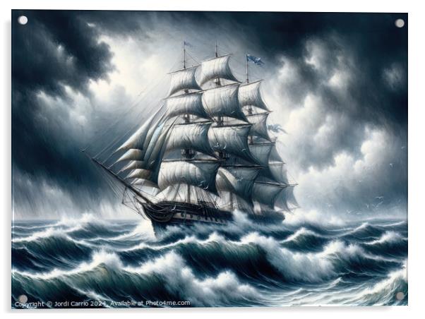 Navigating the Storm - GIA-2309-1082-OIL Acrylic by Jordi Carrio