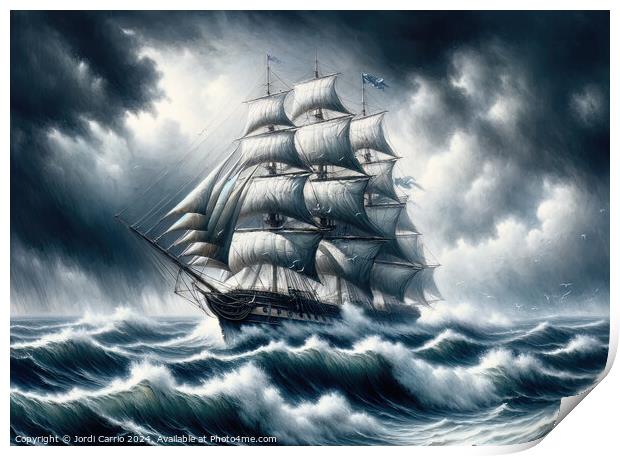 Navigating the Storm - GIA-2309-1082-OIL Print by Jordi Carrio