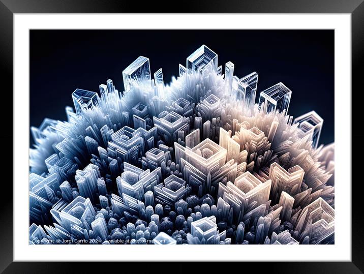 Frosted Dawn Crystalline Citadel - GIA-2310-1128-REA. Framed Mounted Print by Jordi Carrio