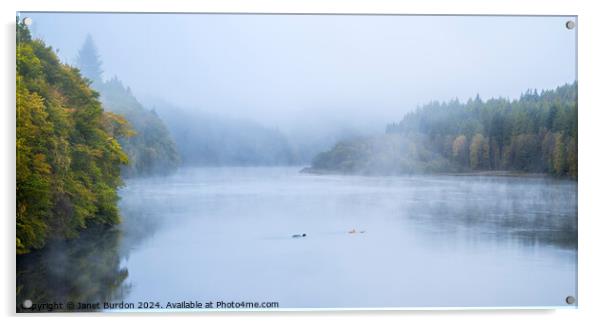 Dawn Mist On Loch Faskally Acrylic by Janet Burdon