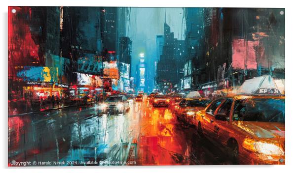 Rainy Night in New York Acrylic by Harold Ninek