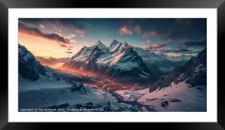 Winter in the Mountains Framed Mounted Print by Harold Ninek