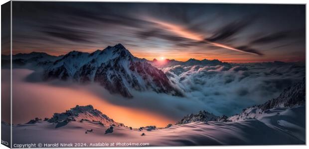 Daybreak in the Mountains Canvas Print by Harold Ninek