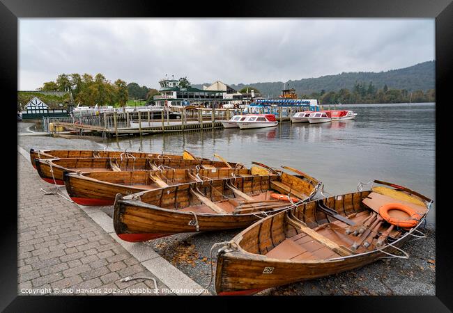 Bowness Row boats  Framed Print by Rob Hawkins