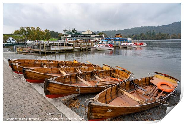 Bowness Row boats  Print by Rob Hawkins