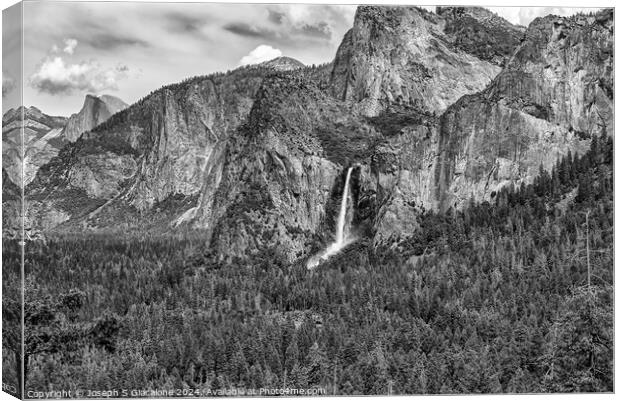 Yosemite Valley Majesty Monochrome Canvas Print by Joseph S Giacalone