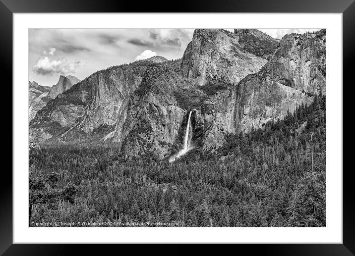 Yosemite Valley Majesty Monochrome Framed Mounted Print by Joseph S Giacalone