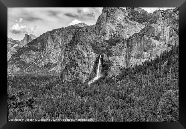 Yosemite Valley Majesty Monochrome Framed Print by Joseph S Giacalone