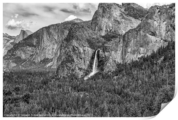 Yosemite Valley Majesty Monochrome Print by Joseph S Giacalone