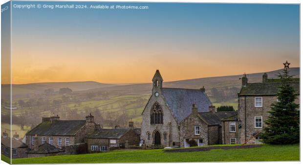 Sunset over Reeth Village, Swaledale, North Yorkshire  Canvas Print by Greg Marshall