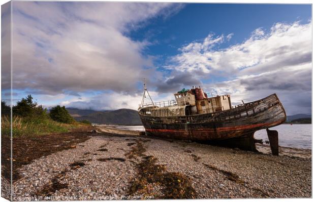 Fort William shipwreck in Corpach  1028 Canvas Print by PHILIP CHALK