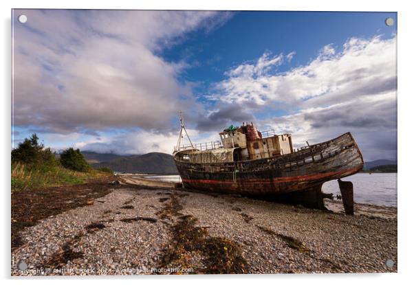 Fort William shipwreck in Corpach  1028 Acrylic by PHILIP CHALK