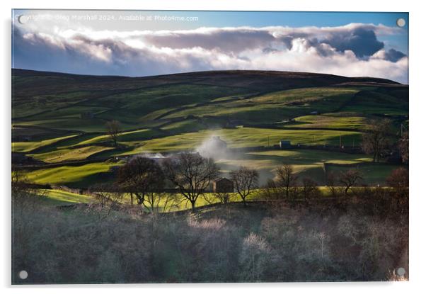 Wintery Keld Swaledale North Yorkshire Acrylic by Greg Marshall