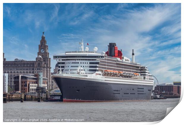 RMS Queen Mary berthed Liverpool  Print by Phil Longfoot