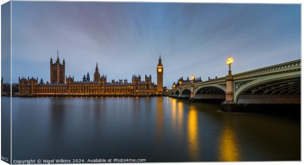 7:49am Palace of Westminster Canvas Print by Nigel Wilkins
