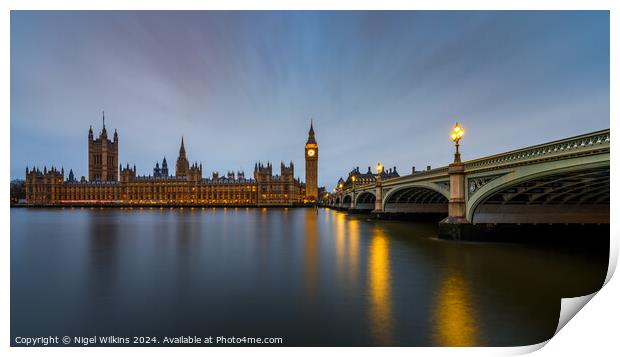 7:49am Palace of Westminster Print by Nigel Wilkins