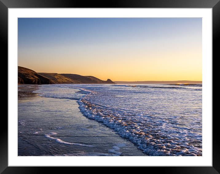 Newgale Beach Sunset. Framed Mounted Print by Colin Allen