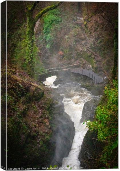 A large waterfall in a forest Canvas Print by Man And Life