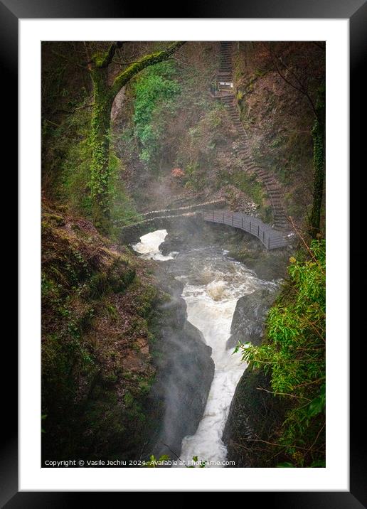 A large waterfall in a forest Framed Mounted Print by Man And Life