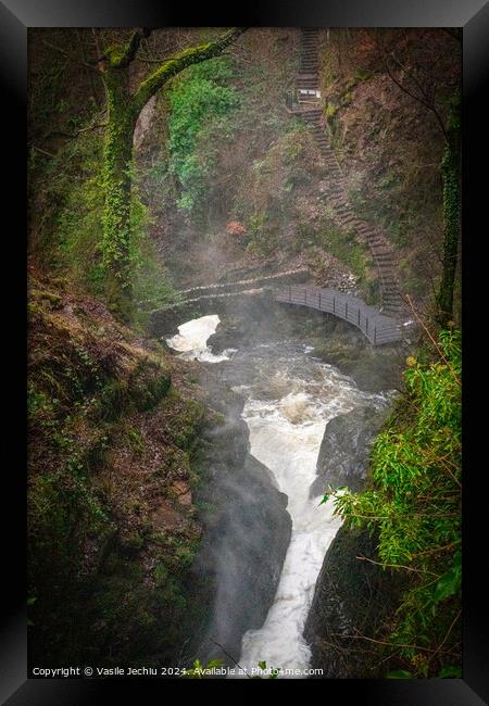 A large waterfall in a forest Framed Print by Man And Life