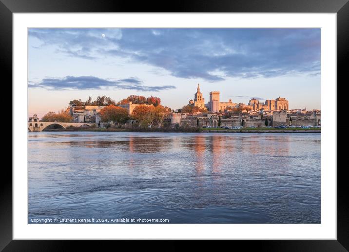 Avignon city and his famous bridge on the Rhone River. Photograp Framed Mounted Print by Laurent Renault
