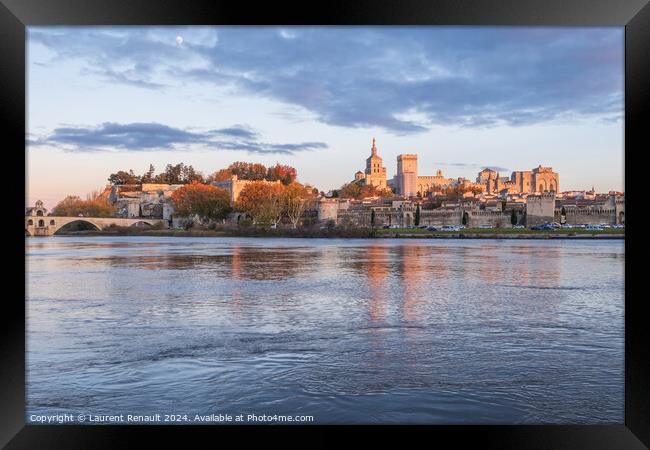 Avignon city and his famous bridge on the Rhone River. Photograp Framed Print by Laurent Renault