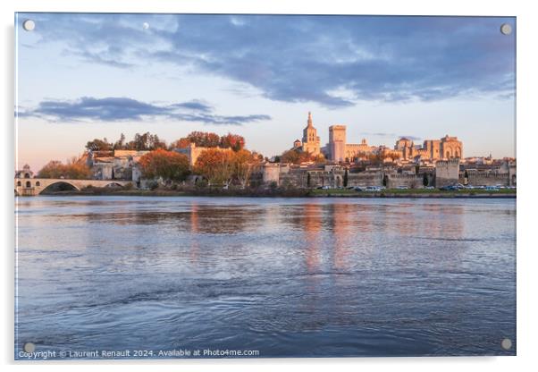 Avignon city and his famous bridge on the Rhone River. Photograp Acrylic by Laurent Renault