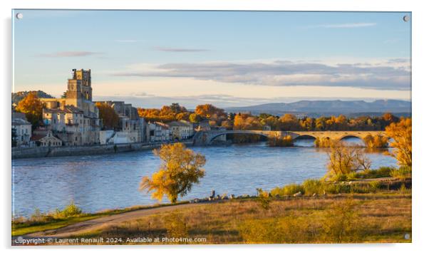 Pont-Saint-Esprit over the Rhone river in Occitanie. Photography Acrylic by Laurent Renault