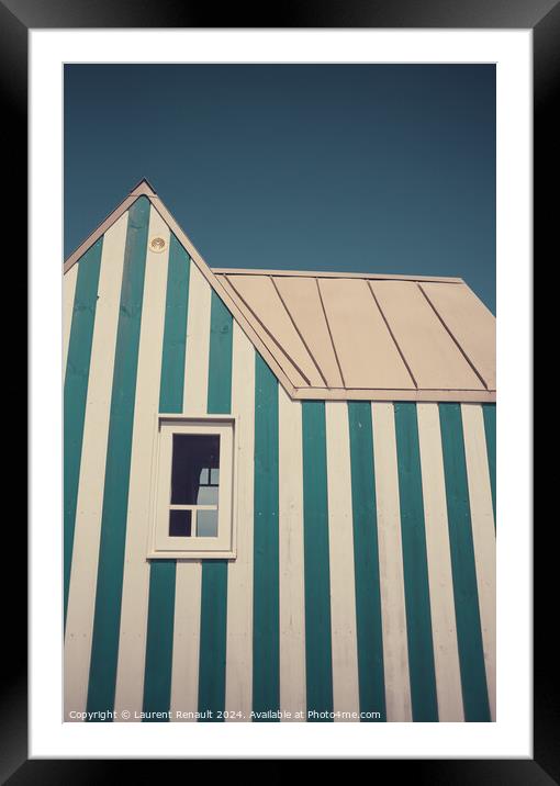 Little blue and white striped tiny house. Photography taken in F Framed Mounted Print by Laurent Renault