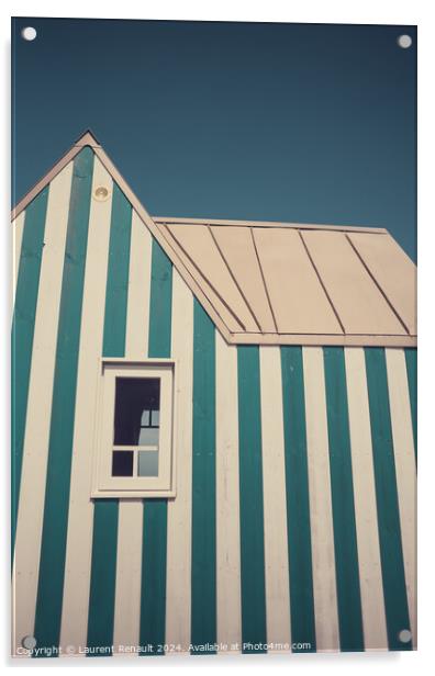 Little blue and white striped tiny house. Photography taken in F Acrylic by Laurent Renault