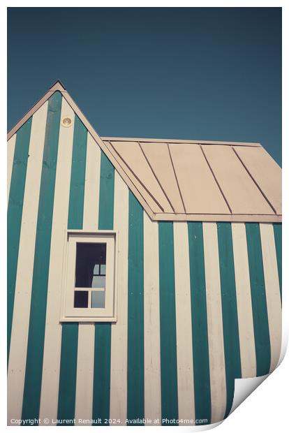 Little blue and white striped tiny house. Photography taken in F Print by Laurent Renault