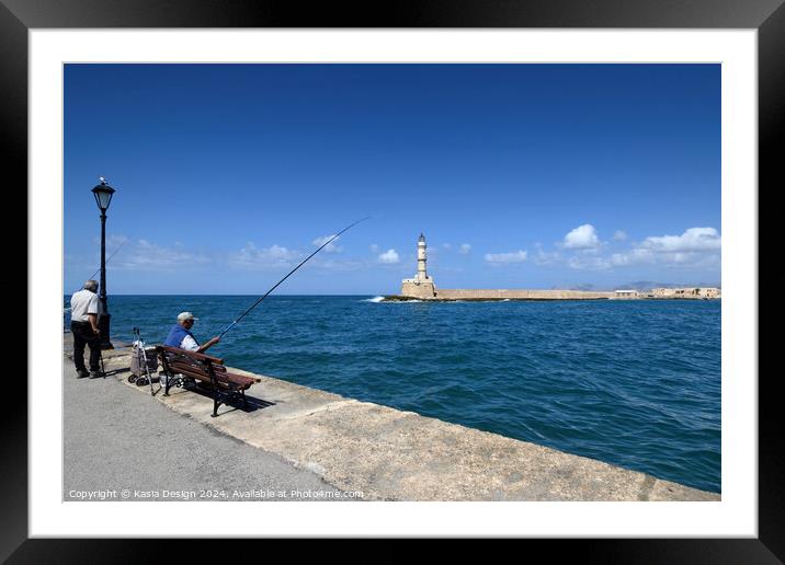 Venetian Harbour Chania Framed Mounted Print by Kasia Design
